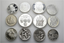 A lot containing 12 silver medals (ca. 233 g). All: Switzerland. Uncirculated. LOT SOLD AS IS, NO RETURNS. 12 medals in lot.