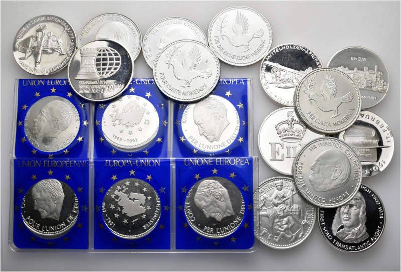 A lot containing 20 silver medals (ca. 337 g). Mostly: Switzerland. Uncirculated...