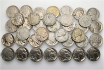 A lot containing 37 copper-nickel coins (184 g). All: United States of America 5 Cents. Fine to extremely fine. LOT SOLD AS IS, NO RETURNS. 37 coins i...