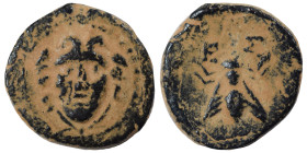 CRETE. Praisos (?). Circa 300-270 BC. Ae (bronze, 1.80 g, 14 mm). Facing head of Medusa. Rev. Bee; E- Σ above. Unpublished in the standard references,...