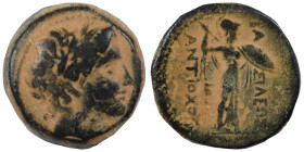 SELEUKID KINGS of SYRIA. Antiochos I Soter, 281-261 BC. Ae, (bronze, 4.01 g, 15 mm), Seleuceia ad Tigrim. Laureate head of Apollo right. Rev. BAΣIΛEΩΣ...