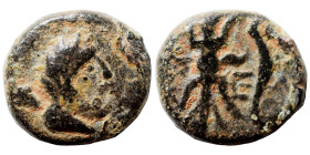 PISIDIA. Selge. 2nd-1st century BC. Ae (bronze, 2.36 g, 13 mm). Laureate bust of Herakles to right, club over left shoulder. Rev. [Σ]-E-[Λ] Thunderbol...
