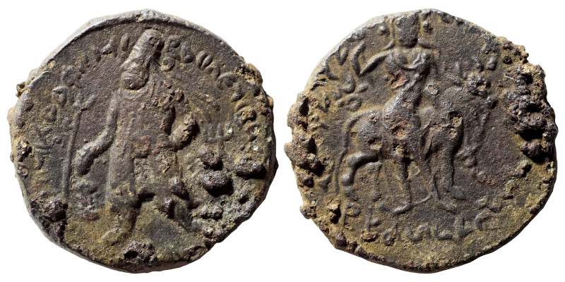 KUSHAN EMPIRE. Vima Kadphises, circa 113-127 AD. Ae tetradrachm (bronze, 16.98 g...