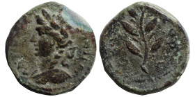 SYRIA, Seleucis and Pieria. Antioch. Pseudo-autonomous issue, time of Hadrian. Dichalkon (bronze, 2.90 g, 15 mm). ΑΝΤΙΟΧΕΩΝ ΜΗΤΡΟΠΟΛΕⲰϹ Laureate and d...