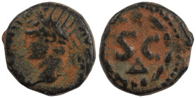 SYRIA, Seleucis and Pieria. Antioch. Caracalla, 198-217. Semis (bronze, 2.93 g, 15 mm) AV KAI ANTΩNINOC Radiate head left. Rev. S • C, Δ below, all wi...