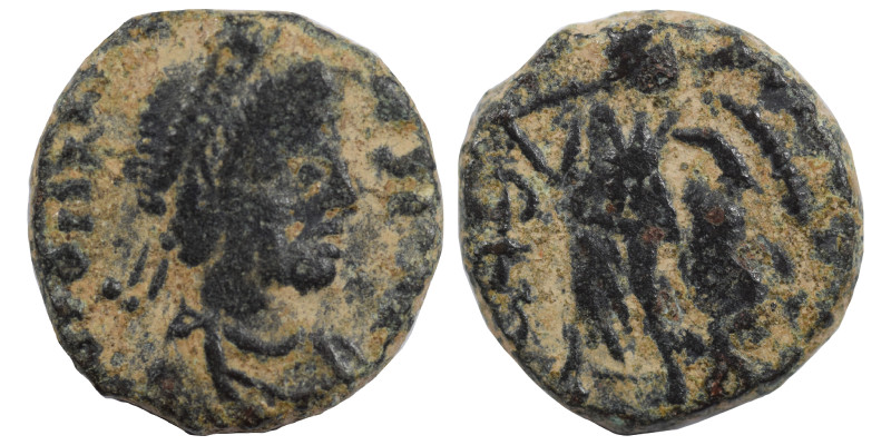 Johannes, usurper, 423-425. Ae (bronze, 1.20 g, 12 mm), Rome. D N IOHANNES P F A...