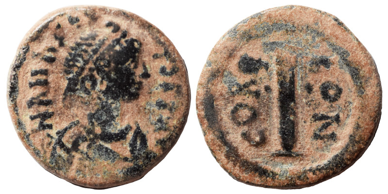 Anastasius I, 491-518. Decanummium (bronze, 2.61 g, 18 mm), Constantinople. D N ...