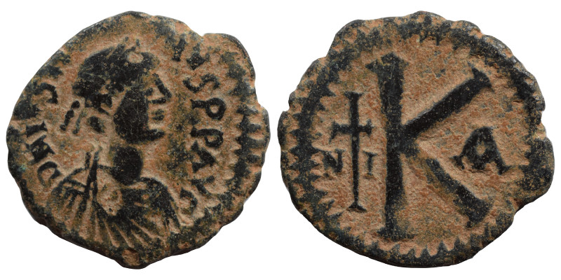 Justinian I, 527-565. Half follis (bronze, 5.78 g, 26 mm). Nicomedia. DN IVS[…] ...