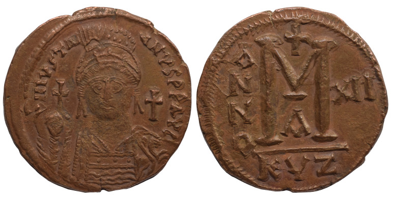 Justinian I, 527-565. Follis (bronze, 22.46 g, 40 mm). Cyzicus, dated RY 12 (AD ...