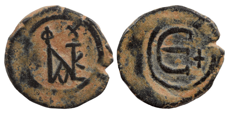 Justin II, 565-578. Pentanummium (bronze, 3.55 g, 19 mm), Theoupolis (Antioch). ...