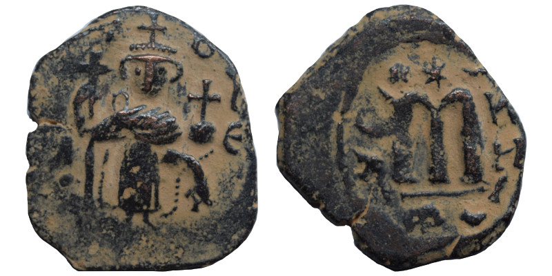 Time of the Rashidun. Pseudo-Byzantine types, struck circa 647-670. Fals (bronze...