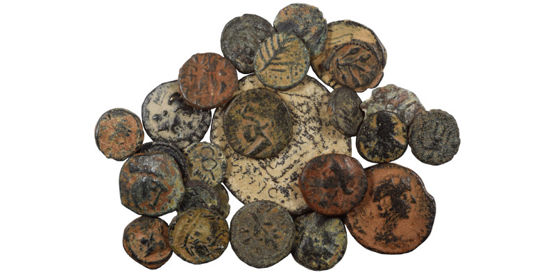 Circa 25, mostly Roman provincial coins. G-VF. As seen, no return.