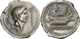 (44-43 a.C.). Sexto Pompeyo. Denario. (Spink 1390) (S. 20, como Pompeyo Magno) (Craw. 483/2). Rara y más así. 3,65 g. EBC.