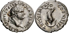 (80 d.C.). Tito. Denario. (Spink 2517) (S. 309) (RIC. 112). Bella. 3,08 g. EBC.
