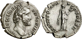 (138 d.C.). Antonino pío. Denario. (Spink 4055 var) (S. 79a) (RIC. 12). Bella. 3 g. EBC.