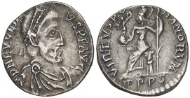 (392-394 d.C.). Eugenio. Treveri. Siliqua. (Spink 20688) (Co. 14) (RIC. 106d). Rara. 1,85 grs. MBC.