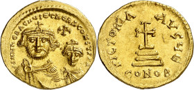 Heraclio y Heraclio Constantino (610-641). Constantinopla. Sólido. (Ratto 1364 var) (S. 738). 4,45 g. EBC-.