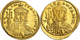 Constantino V y León IV (741-775). Constantinopla. Sólido. (Ratto 1742 var) (S. 1550). 4,48 g. EBC+/EBC.