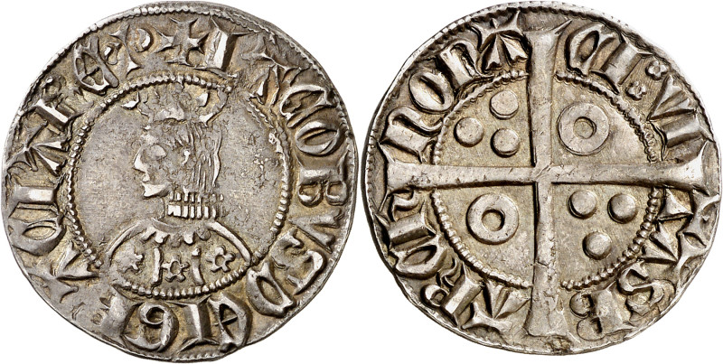 Jaume II (1291-1327). Barcelona. Croat. (Cru.V.S. falta) (Cru.C.G. 2156a). Flore...