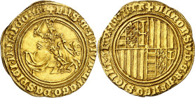Alfons IV (1416-1458). Nàpols. Alfonsí d'or. (Cru.V.S. 883). Atractiva. Ex Áureo 20/12/2000, nº 1369. Rara. 5,23 g. EBC-.