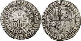 Juan I (1379-1390). Sevilla. Real. (AB. 539.1). Buen ejemplar. Ex Aureo 02/07/2002, nº 205. 3,46 g. MBC+.