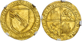 Juan II (1406-1454). Sevilla. Dobla de la banda. (AB. 617.1). En cápsula de la NGC como MS62, nº 4673330-001. Banda estrecha. Bella. Escasa así. 4,51 ...