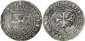 Fernando I (1512-1515). Navarra. Real. (Cru.V.S. 1316.6) (R.Ros 4.1.8 var. 5). Golpecitos. Rara. 3,04 g. MBC-.