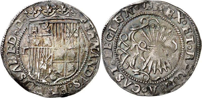 Reyes Católicos. Toledo. 1 real. (AC. 468). Bonita pátina. 3,35 g. MBC.