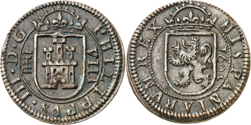 1604. Felipe III. Segovia. 8 maravedís. (AC. 326). Atractiva. Escasa así. 5,74 g...