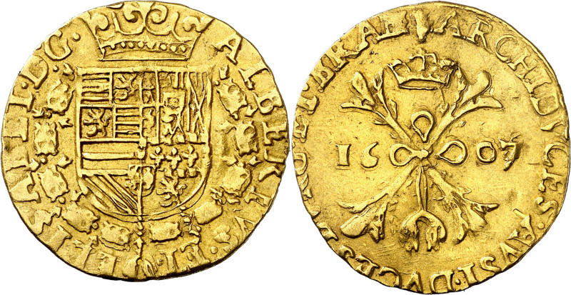 1607/6. Alberto e Isabel. Amberes. Doble albertín. (Vti. 448 var) (Vanhoudt 582....