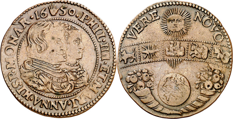 1650. Felipe IV. Amberes. Jetón. (D. 4036) (V.Q. 13849). Raro. 5,95 g. MBC+.