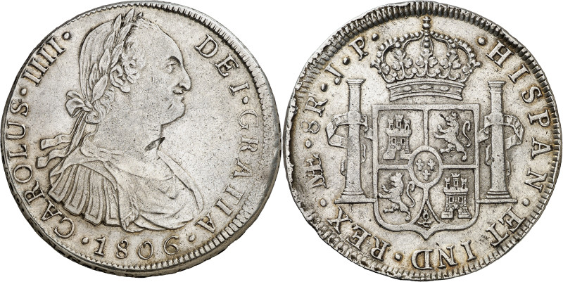 1806. Carlos IV. Lima. JP. 8 reales. (AC. 926). Hojita. 26,95 g. MBC/MBC+.