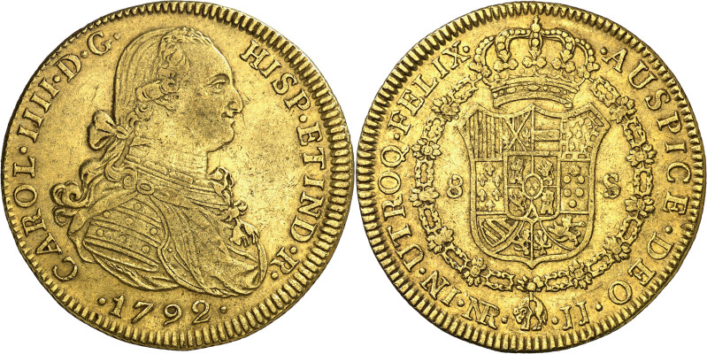 1792. Carlos IV. Santa Fe de Nuevo Reino. JJ. 8 escudos. (AC. 1721) (Cal.Onza 11...