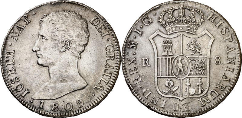 1809. José Napoleón. Madrid. IG. 8 reales. (AC. 33). Leves golpecitos, pero buen...