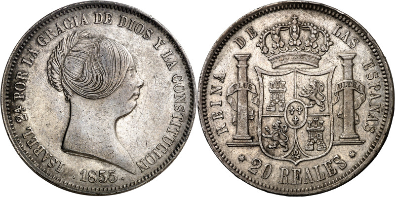 1855. Isabel II. Madrid. 20 reales. (AC. 597). Buen ejemplar. Ex Áureo 17/12/200...