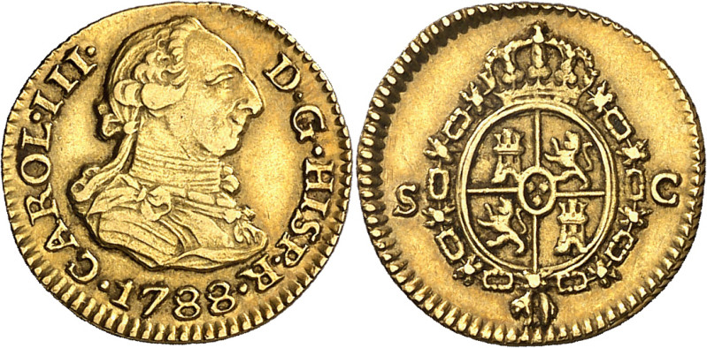 1788. Carlos III. Sevilla. C. 1/2 escudo. (AC. 1318). 1,74 g. MBC/MBC+.