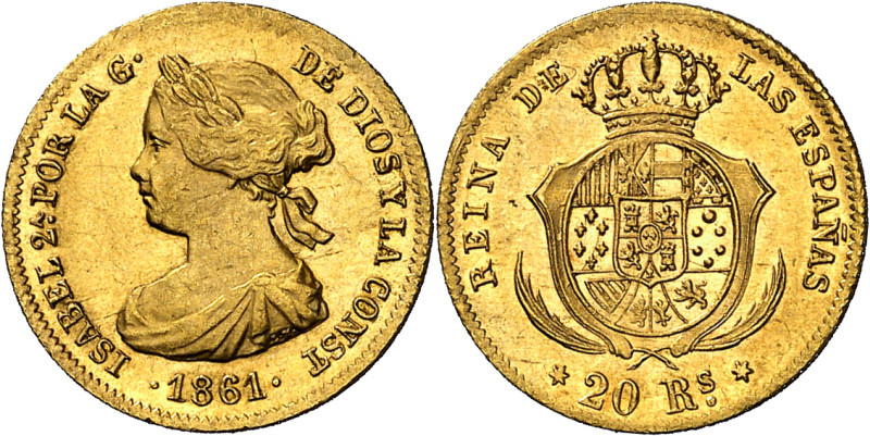 1861. Isabel II. Madrid. 20 reales. (AC. 672). 1,70 g. EBC-/EBC.