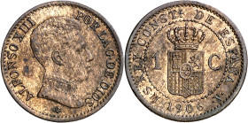 1906*6. Alfonso XIII. SMV. 1 céntimo. (AC. 1). Rara. 1,01 g. EBC-/EBC.