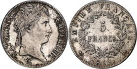 Francia. 1812. Napoleón. L (Bayona). 5 francos. (Kr. 694.9). En cápsula de la PCGS como Genuine Cleaning-AU Details, nº 830517.92/28036791. Escasa. AG...