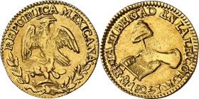 México. 1825/4. México. JM. 1/2 escudo. (Fr. 107) (Kr. 378.5). AU. 1,69 g. MBC+.