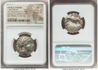 ATTICA. Athens. Ca. 440-404 BC. AR tetradrachm (25mm, 17.18 gm, 8h). NGC MS 4/5 - 3/5. Mid-mass coinage issue. Head of Athena right, wearing earring, ...