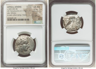 ATTICA. Athens. Ca. 440-404 BC. AR tetradrachm (24mm, 17.14 gm, 6h). NGC Choice AU 5/5 - 2/5, test cut. Mid-mass coinage issue. Head of Athena right, ...