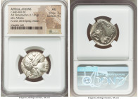 ATTICA. Athens. Ca. 440-404 BC. AR tetradrachm (24mm, 17.21 gm, 4h). NGC AU 3/5 - 4/5. Mid-mass coinage issue. Head of Athena right, wearing earring, ...