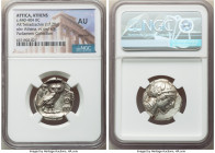 ATTICA. Athens. Ca. 440-404 BC. AR tetradrachm (24mm, 17.20 gm, 2h). NGC AU, brushed. Mid-mass coinage issue. Head of Athena right, wearing earring, n...
