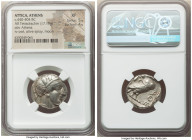 ATTICA. Athens. Ca. 440-404 BC. AR tetradrachm (22mm, 17.18 gm, 1h). NGC XF 5/5 - 4/5. Mid-mass coinage issue. Head of Athena right, wearing earring, ...
