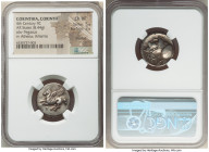 CORINTHIA. Corinth. Ca. 4th century BC. AR stater (20mm, 8.44 gm, 7h). NGC Choice VF 5/5 - 2/5, brushed. Pegasus with pointed wing flying left; Ϙ belo...