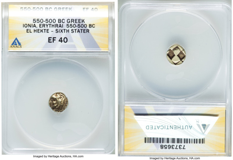 IONIA. Erythrae. Ca. 550-500 BC. EL sixth-stater or hecte (11mm). ANACS XF 40. H...