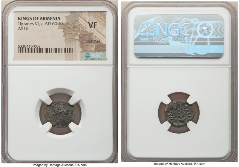 ARMENIAN KINGDOM. Tigranes VI (ca. AD 60-62). AE (16mm, 11h). NGC VF, scratches....