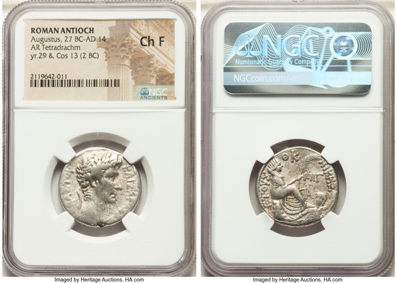 SYRIA. Antioch. Augustus (27 BC-AD 14). AR tetradrachm (25mm, 12h). NGC Choice F...