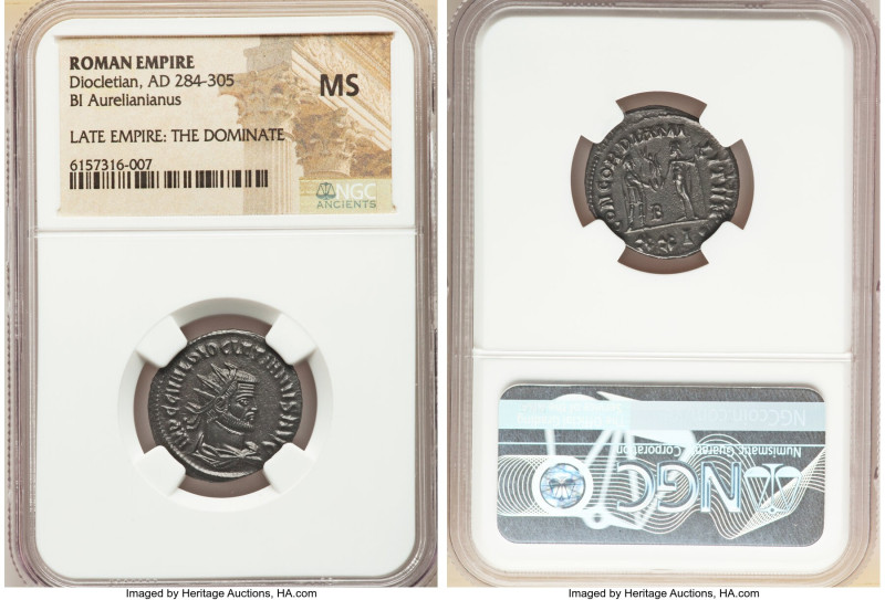 Diocletian (AD 284-305). BI antoninianus (21mm, 5h). NGC MS. Cyzicus, 2nd offici...